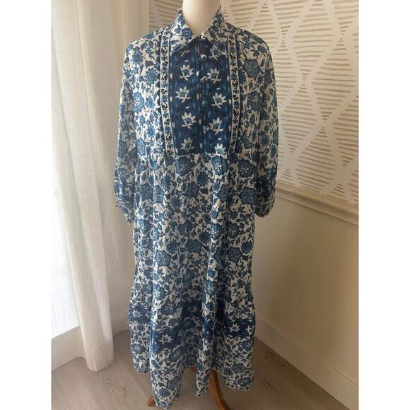 Cyclamen Women’s XL Blue Marigold Midi Dress - Picture 2 of 7